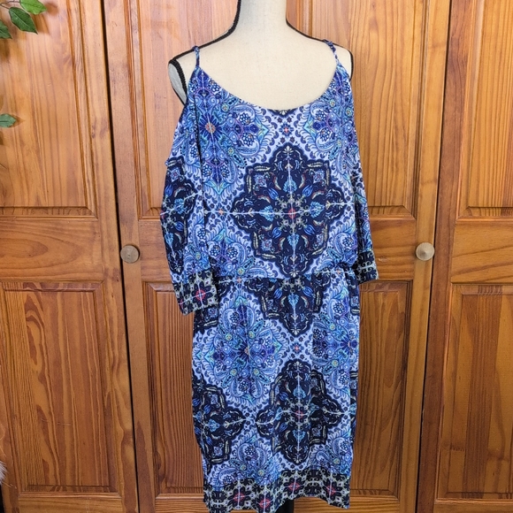 Bisou Bisou Dresses & Skirts - Bisou Bisou Patterned Half Sleeve Midi Dress 18W              CC113